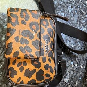 Coach Animal Print Crossbody Bag black with wrist bag,no smoke no pets home